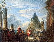 Panini, Giovanni Paolo Roman Ruins with Figures Spain oil painting reproduction